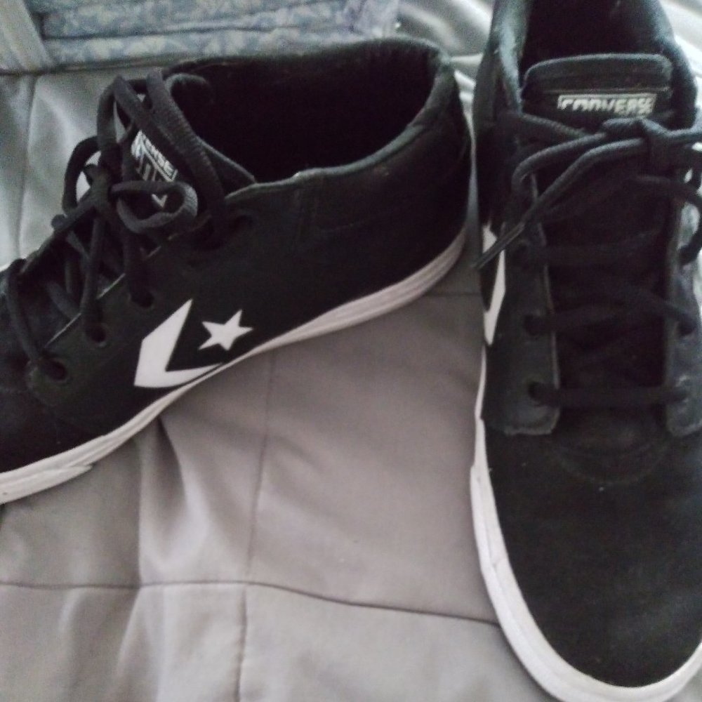 Men's Black Leather & Canvas Converse Cons